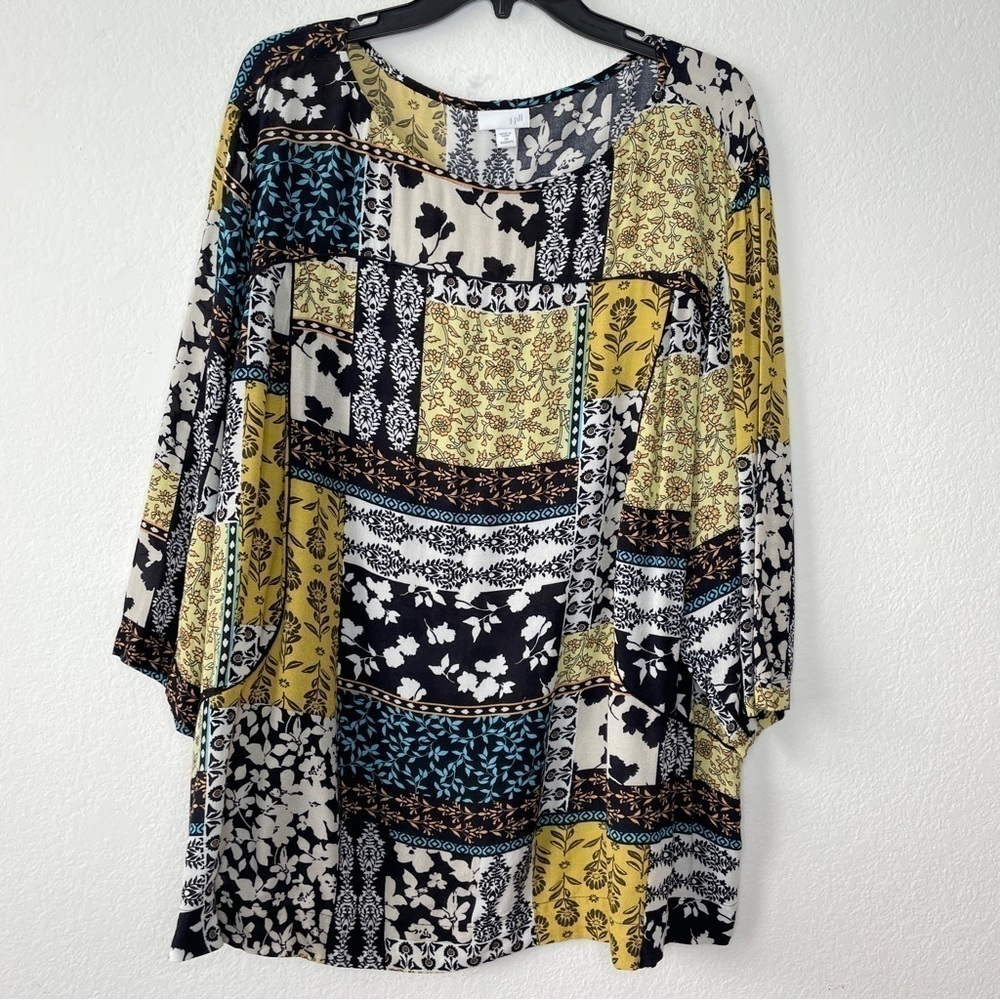 J. Jill Floral 3/4 Sleeve Boho Blouse 3X